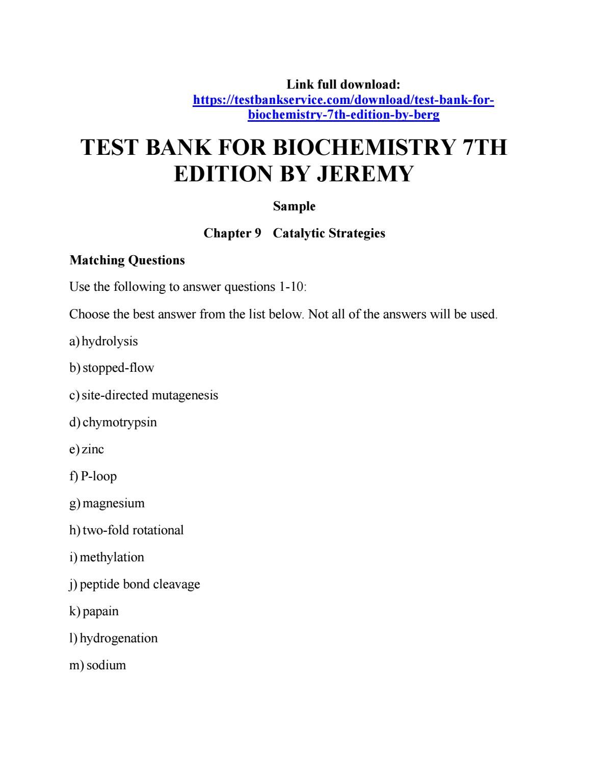 Stryer Biochemistry 7th Edition Solutions Manual nwentrancement